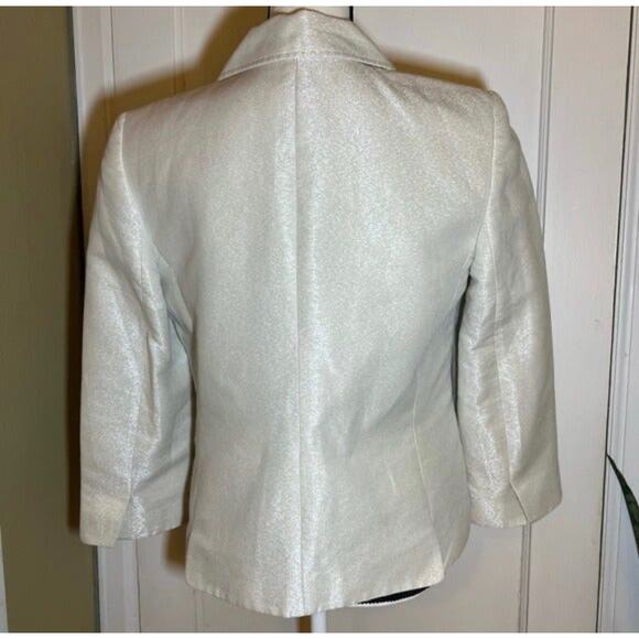 Ellen Tracy Cream White Sparkly Metallic Blazer Jacket Size 8 - Picture 3 of 12